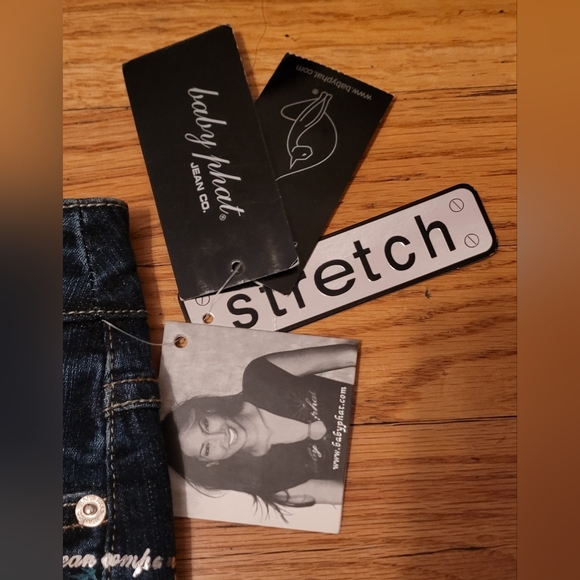 Vintage Y2K Baby Phat Dark Blue Jean Denim Mini Skirt- Size 5 (NWT) - Picture 4 of 13